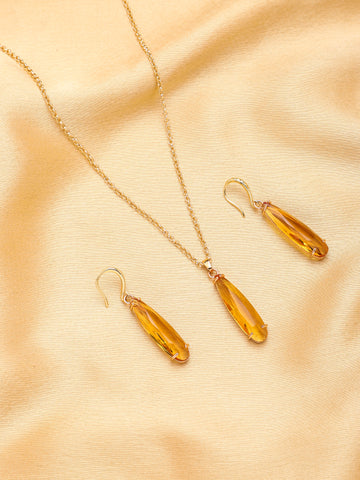 Gold Plated Stainless Steel Anti-Tarnish Cubic Zirconia Ruby Necklace