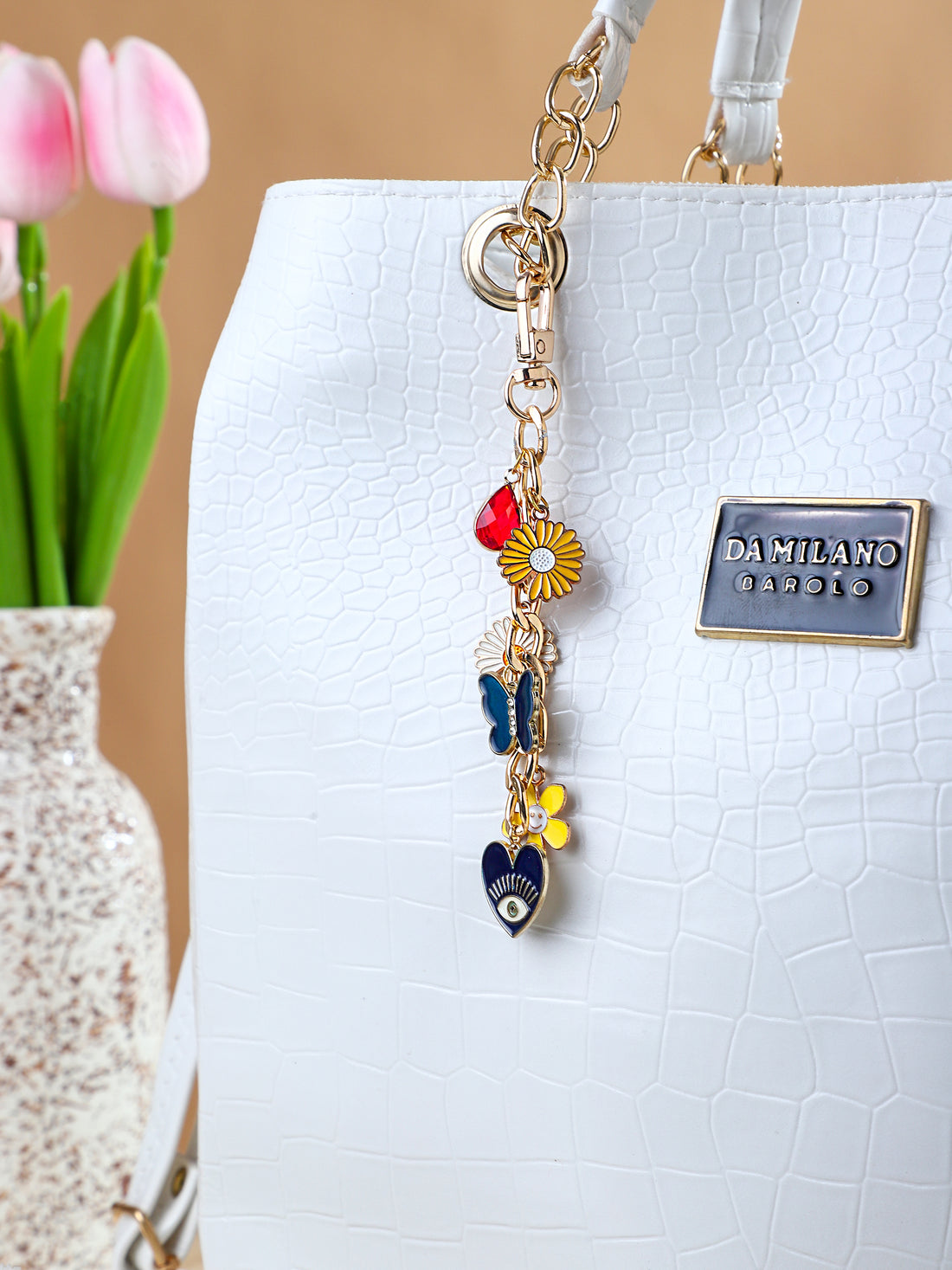 Floral & Heart Hand Bag Charm