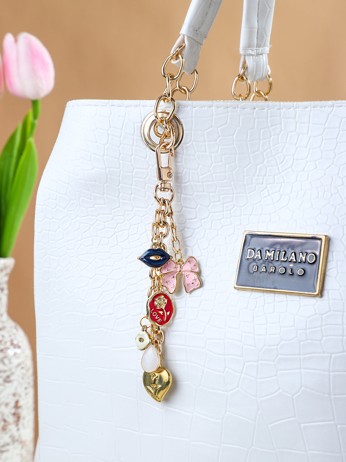 Floral Themed Beg Hand Bag Charm