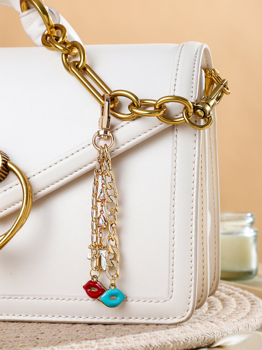 Pearl Beaded Gold Plated Anti-Tarnish Hand Bag Charm