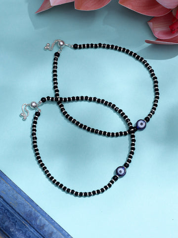 Black Bead Evil Eye Bracelet