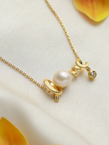 Pearl Gold Love Sterling Silver Necklace