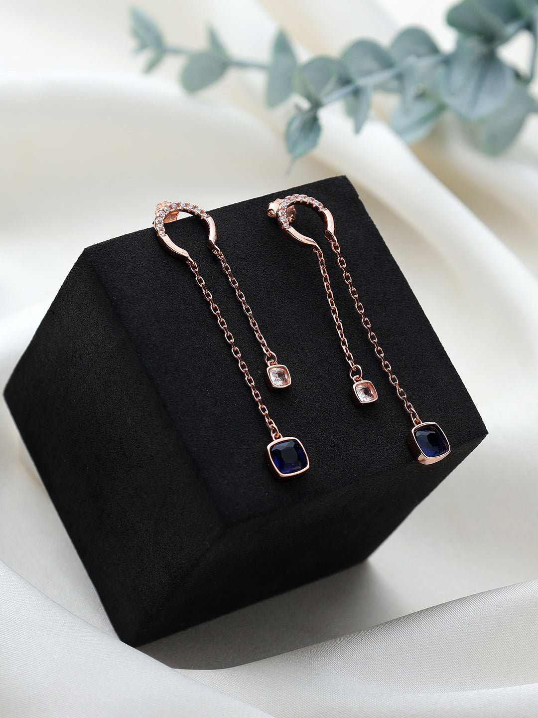 Rose Gold Sapphire Sterling Silver Earrings