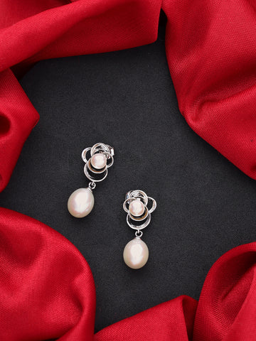 Sterling Silver Orchid Pearl Earrings