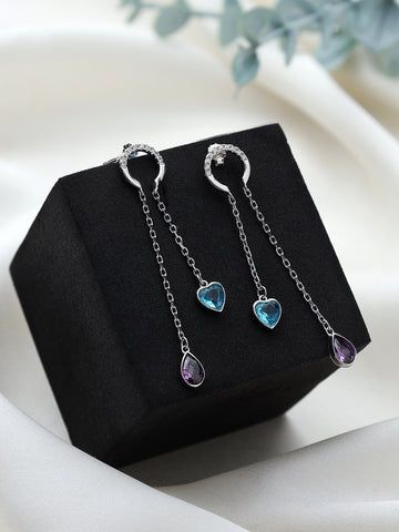 Blue Purple Stone Sterling Silver Earrings