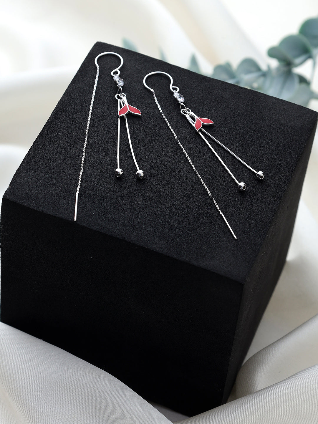 Red Leaf Sterling Silver Earring